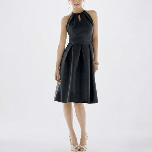 ALFRED SUNG Dresses & Skirts - Alfred Sung D449 Size 6 Black A-Line Midi Cocktail Dress Bridesmaid Prom Formal